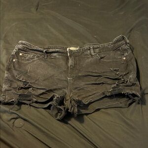 Torrid Distressed Black Denim Shorts